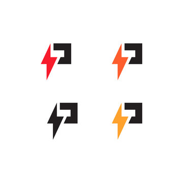 P logo energy vector for identity company. initial letter volt template vector illustration for your brand.