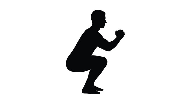 Man performing a squat exercise in silhouette high quality professional