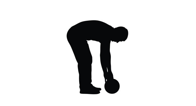 Man bending over silhouette against a white background high quality