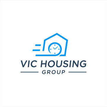 Vic Housing Group logo with clock and house icon.