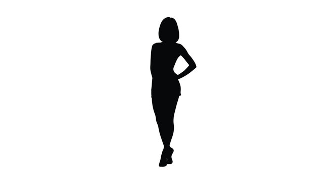 Woman posing with hand on hip full body silhouette