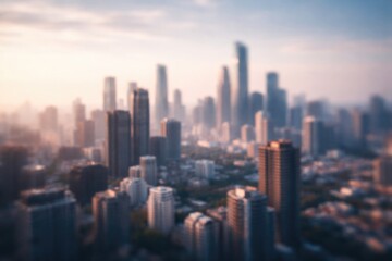 Fototapeta premium Panoramic view of abstract buildings with gentle blur effect