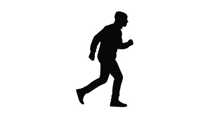 Obraz premium Running man in motion black silhouette on a white background