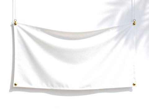 Minimalist Hanging White Fabric Banner Mockup