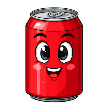 Red aluminum can with face in cartoon style design for the theme of recycling waste collection vector graphic