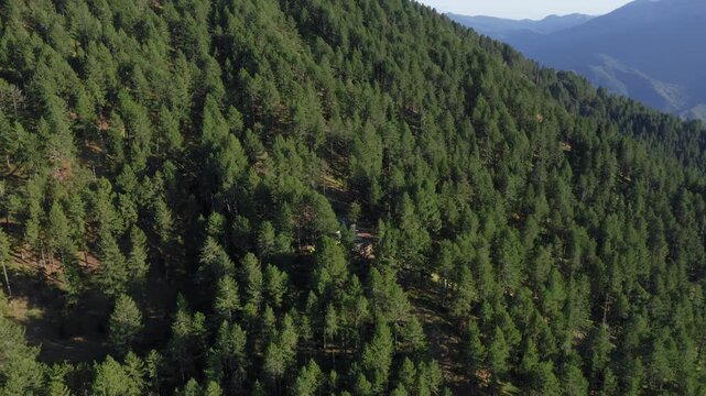 Slow panning drone shot of Smolikas refuge in Mount Smolikas, Epirus, Greece
