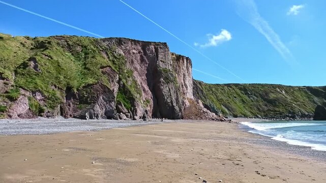 Ireland coastline sea cliff collapse coastal erosion at Copper Coast Waterford rising sea levels and global warming