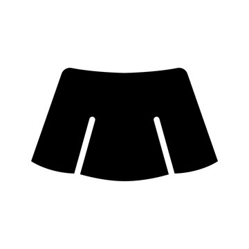 Tennis skirt icon. Fashion and sportswear filled symbol. Black and white.