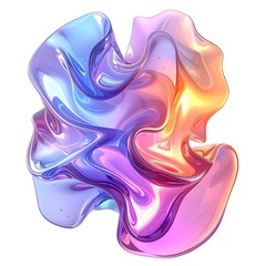 Obraz premium abstract fluid shape with iridescent metallic texture, swirling organic