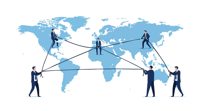 Global market connectivity and seamless cross-border collaboration for international business expansion and logistics supply chain management