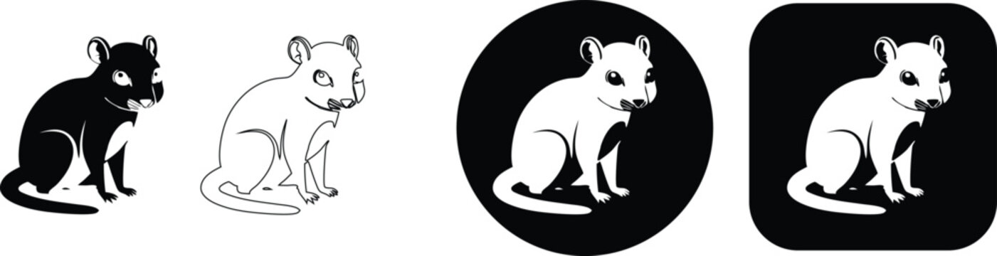 Sitting tasmanian devil animal in multiple formats outline black and white