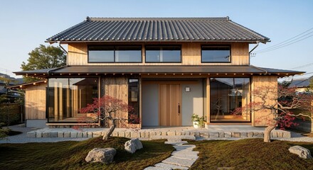 Fototapeta premium Japanese style house exterior facade