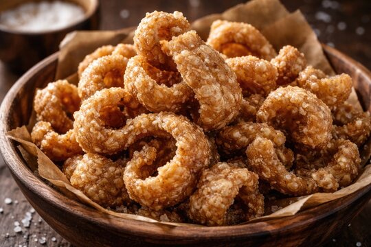 Salted deep fried pork rinds offering a savory crunch