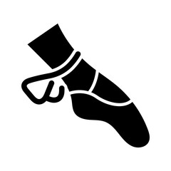 Pointe shoe icon. Arts and ballet filled symbol. Black and white. © M.Style