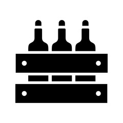 Naklejka premium Wine crate icon. Industry and packaging filled symbol. Black and white.