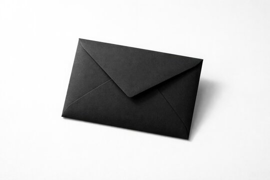 Black A5 paper envelope positioned on smooth white background