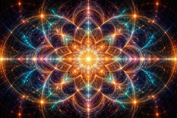 Obraz premium Luminous fractal design showcasing complex colorful geometry
