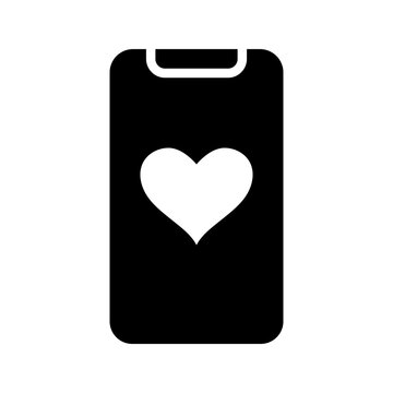 Dating app icon. Lifestyle and online dating filled symbol. Black and white.
