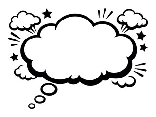 Fototapeta premium Thought bubble vector for communication, speech, and imagination. Black and white comic pop art element