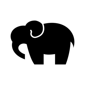 Elephant silhouette icon. Animals and elephants filled symbol. Black and white.