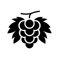 Naklejka premium Grape cluster icon. Food and fruit filled symbol. Black and white.