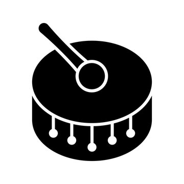Ramadan drum icon. Religion and ramadan filled symbol. Black and white.