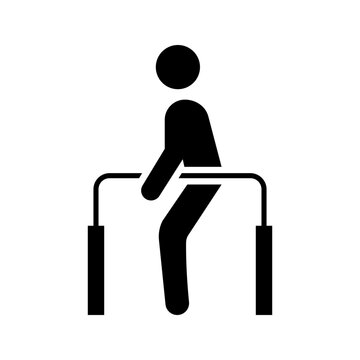 Rehabilitation therapy icon. Healthcare and physical therapy filled symbol. Black and white.