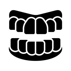 Tooth jaw icon. Healthcare and dentistry filled symbol. Black and white. © M.Style
