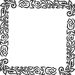 Hand Drawn Floral Rectangular Border Frame Illustration © Noctwork