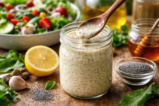 Healthy DIY poppyseed salad dressing for refreshing vegetable salads