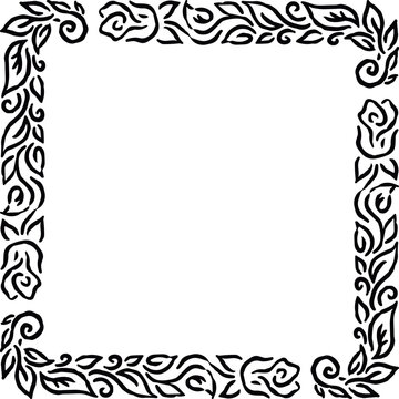 Hand Drawn Floral Rectangular Border Frame Illustration