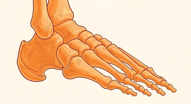 Human foot bones anatomy illustration.