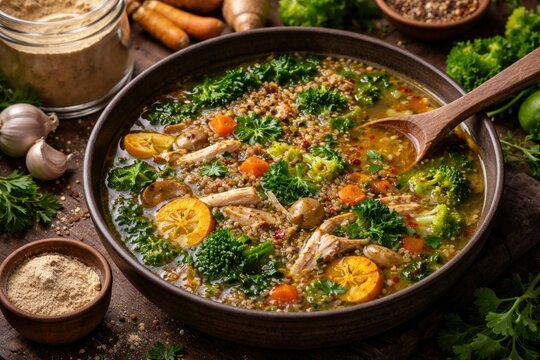 Nutrient dense superfood soup using bone broth powder base