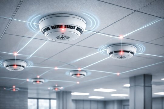 Integrated ceiling smoke alarm network for building safety