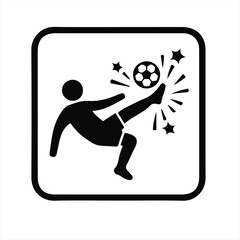 Soccer player making a powerful kick with a ball. glyph icon. vector illustrations