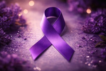 Support ribbon in violet for Lupus Alzheimer's and sarcoidosis awareness efforts