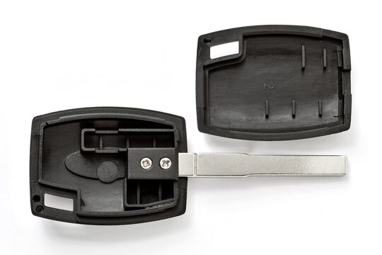 Disassembled Remote Car Key Shell with Two Halves and Flat Emergency Blade