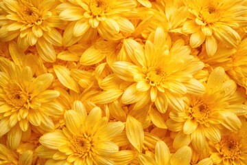 Fototapeta premium Yellow chrysanthemum petals forming a cheerful natural background scene