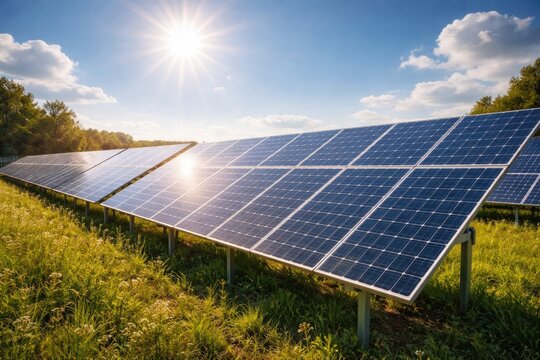 Renewable solar panels in action during warm sunny weather