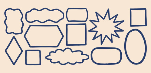Abstract bubble word frames, Comic style speech bubbles, Creative outline shape set, Modern graphic border doodles, Simple dialogue box icons, Minimalist text frame collection, Dynamic cloud frame gra © Geetaroy