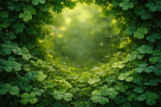 Dense clover foliage establishing a natural charming backdrop with clear copy space