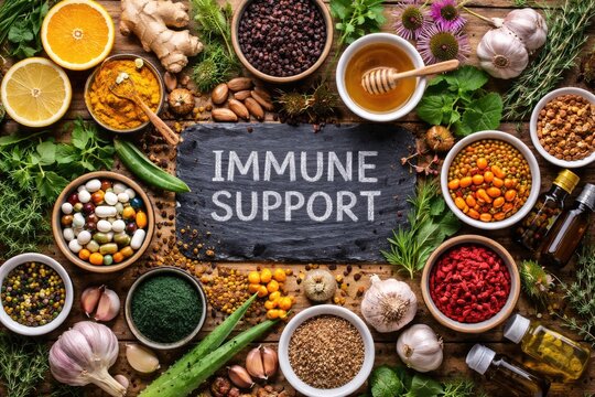 Birds eye composition of natural supplements for immune system strengthening