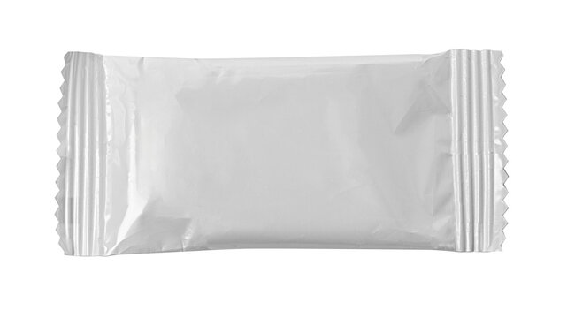 Blank white plastic foil package isolated on transparent background