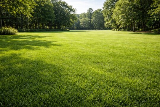Full view of well maintained bermuda grass field outdoors