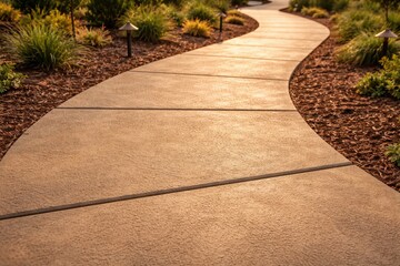 Fototapeta premium New concrete pathway segments showcasing warm tan hues and a mild textured surface