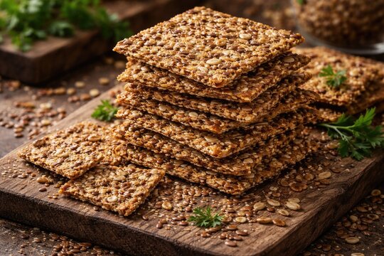 Crunchy and delicious flaxseed crackers suitable for healthy gluten free diets