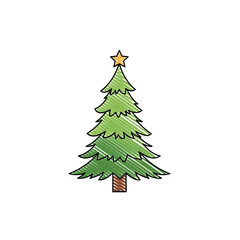 Fototapeta premium Hand-drawn Christmas Tree with Star