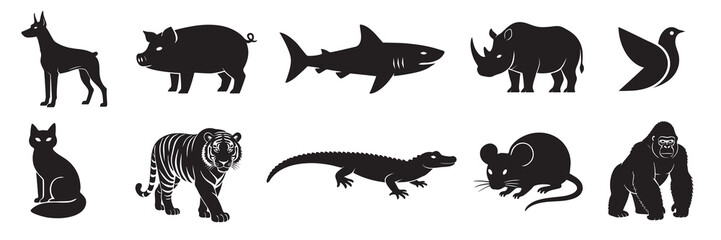 Obraz premium Black Animal Silhouettes Vector Set