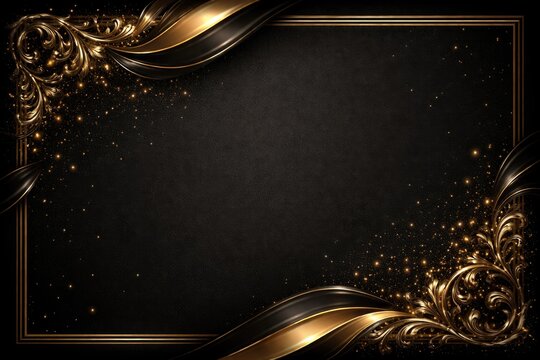 Refined black background highlighted with luxurious gold for elegant invitations