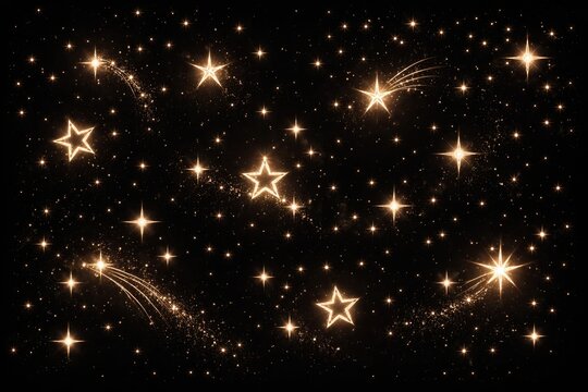 Glittering animated star doodles sparkling softly on a black night scene